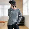 Suéter de malha macio e aconchegante com botões de osso, gola henley e mangas compridas em Tencel e lã para mulheres, pulôver de base para o outono