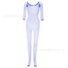 Ropa Íntima Erótica Estilo Europeo y Americano Malla de Manga Larga Ropa sin Hombros Uniforme Tentación Bodystocking de Entrepierna Abierta Malla Grande W254