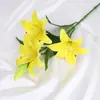Lirio Artificial Impreso en 3D con 3 Cabezas de Flor Pequeñas y 1 Capullo, Adecuado para Decoraciones de Bodas, Salones de Bodas y Decoración del Hogar