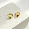 Pendientes Redondos Pequeños de Circonita Europeos y Americanos Más Vendidos, Pinzas para Orejas Simples de Oro Cepillado Tricolor, Pendientes Delicados de Nicho
