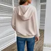 Comercio Exterior 2026 Nuevo Otoño Transfronterizo Europeo y Americano Casual Simple Sudadera con Capucha de Manga Larga de Color Sólido con Textura Abierta para Mujer