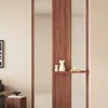 Estética de la Dinastía Song: Biombo de Madera Maciza con Pantalla de Cristal para el Vestíbulo Frente a la Puerta, Biombo de Madera de Nogal Negro Estilo Chino Nuevo para Privacidad