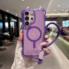 Adecuado para Sudamérica, funda para teléfono Samsung S26Ultra con correa de mano, funda de teléfono magnética anticaídas, funda de cobertura completa tres en uno