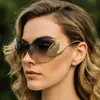 Gafas de Sol Sin Montura de Estilo Nuevo Europeo y Americano, Diamante Cisne de Alta Gama, Una Pieza, Personalizadas, Versátiles, de Moda, Gafas para Mujer