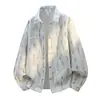 Camisa masculina de manga comprida Enbu, moda degradê, versátil, solta, estilosa, marca da moda, camisa cardigã jovem, jaqueta masculina