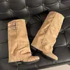 Botas Legging Empilhadas com Fivela Retrô Femininas 2026 Outono Novas Botas Longas Estilo Western Emagrecedoras para Montaria