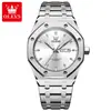 Reloj para Hombre Marca Oulisi, Mismo Modelo que A.P., Totalmente Automático, Ultradelgado, Cuadrado, Luminoso, Correa de Acero, Calendario