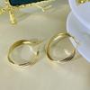 Nova moda de três camadas cruz c-ring 925 brincos de agulha de prata geométrica das mulheres banhado a ouro brincos bugigangas