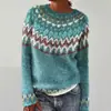 Deseo suéter de punto de moda con cuello redondo, bloques de color, corte holgado, estilo nuevo europeo y americano de Amazon, superventas para mujer