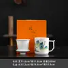 Caneca de escritório de porcelana branca em caixa de presente, xícara de chá de cerâmica para uso doméstico, presente corporativo para clientes