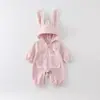 Ropa de otoño para bebés y niños pequeños para niñas, mameluco de una pieza con capucha para primavera y otoño con orejas de conejo, ropa para exteriores, traje para gatear