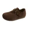 Nuevo cinturón de cuero retro 2026 mocasines slip-on versátiles para mujer para otoño con hebilla y tacón oculto