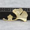 Joyería DIY, Adornos de Cabeza Móvil, Accesorios para el Cabello, Materiales para Pasadores al por Mayor, Broche de Hoja de Ginkgo Fundido en Cobre A668