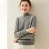 Suéter de Caxemira Engrossado de Cor Sólida de Meia-gola Alta para Mulheres plus size Suéter de Caxemira Solto Manga Raglan Base de Malha Top