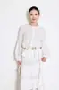 Nanyou Calidad 2026 Primavera Nuevo Estilo Camisa Bordada de Ramio Estilo Francés del Sur Manga de Linterna Francesa Top Holgado para Viaje de Negocios/Vacaciones