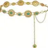 Cinturón de Cadena Ovalada de Estilo Occidental para Mujer, Cinturón de Cadena Ovalada de Comercio Exterior de Venta Caliente Transfronteriza, Cinturón de Turquesa Estilo Vaquero