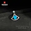 Colar Inlaid de Calcedônia Cor de Jade, Design de Nicho de Luxo Leve, Pingente em Forma de Leque, Pingente Banhado a Prata, Presente para Namorada