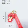 Urso Morango Ganancioso Desenho Animado Bolsa Fofa Chaveiro Pingente Pvc Pingente de Presente Atacado Chaveiro de Mochila Escolar
