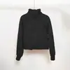 Sudadera de cuello medio estilo casual para mujer, otoño e invierno, nueva, casual, con forro polar, top tipo jersey, chaqueta corta con media cremallera
