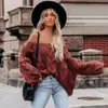 Otoño e Invierno 2025 Transfronterizo Amazon Nuevo Estilo Callejero Europeo y Americano Cuello de Una Sola Línea Suéter Retorcido Holgado Talla Grande para Mujer