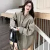 Gabardina a cuadros reversible elegante y versátil con botones para mujer, de venta al por mayor transfronteriza, abrigo de primavera y otoño de corte holgado, de alta gama y moderno