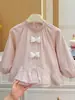 Nova coleção de outono: camisa de algodão doce e estilosa com laço 3D para meninas, camisa infantil da moda, roupas infantis da moda