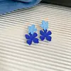 Pendientes de Borla de Flor de Perla Rosa Plateada Clavos de Oreja Pequeños Frescos Estilo Mori Accesorios de Oreja de Alta Gama Moda Venta al por Mayor