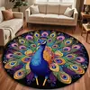 Alfombra de Pavo Real de Moda, Alfombra de Sala de Estar de Terciopelo de Cristal, Alfombra de Cobertura Total para Sofá y Mesa de Café, Alfombra de Mesita de Noche para Dormitorio, Disponible para Dropshipping
