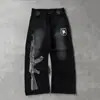 Verano Y2K Nuevo Estilo Callejero Bordado Transfronterizo Europeo y Americano Pantalones Deportivos Plegables para Pareja INS Color Sólido Cintura con Cordón Pantalones Versátiles de Moda