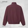 Chaqueta de Mezclilla con Cuello Alto Decorado con Cremallera para Hombre, Estilo Otoño e Invierno, Chaqueta de Piloto Vintage Lavada de Color Sólido Estilo Americano