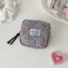 Bolsa Pequena Xadrez Cereja Estilo Coreano Quadrado Pequeno Bolsa para Guardanapo Higiênico de Aparência Elevada para Estudante Bolsa Portátil para Fones de Ouvido Bolsa para Batom