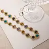 Estilo Retro de Lujo Ligero Cadena para Clavícula Redonda con Forma de Gota de Agua Incrustada con Diamantes de Colores, Personalidad de Nicho, Súper Brillante, Gama Alta, Collar Elegante