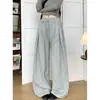 Pantalones casuales de pierna ancha con cordón de cintura alta estilo americano para mujer, nueva colección otoño 2026, corte relajado, pantalones casuales rectos adelgazantes