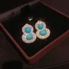 Nuevo Collar con Colgante de Calabaza Turquesa Incrustado de Diamantes Estilo Chino Pendientes de Lujo Ligero con Sentido de Alta Gama Traje de Joyería de Moda Estilo Nacional para Mujeres