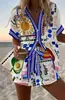 Estilo Europeu e Americano Transfronteiriço, Impressão Digital 3D Colorida Personalizada Novos Tops Casuais de Verão Conjunto de Duas Peças Feminino Pod