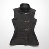 Chaleco de mezclilla retro de moda estilo chino de verano, metal, un solo botón, cuello alto, top pullover sexy y dulce