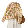 Camisa Elegante con Estampado de Nuevo Estilo para Primavera y Verano para Mujer, Cardigan Casual Holgado de Manga Larga Talla Grande con Cuello Polo