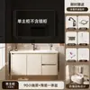 Incluye instalación: Juego de gabinete de baño inteligente de aleación de aluminio tipo panal con arco redondo, con cajones, lavabo y lavabo integrado para el baño