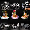 Molde de Hielo para Mariscos Acero Inoxidable Carámbano Plato de Salmón Decoración Forma de J Forma de Corazón Molde para Plato de Sashimi