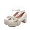 Novos Sapatos Doces de Renda com Fivela de Laço e Salto Médio Bloco, Novos Sapatos Femininos de Tamanho Grande 2020