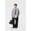 Suéter de moda urbana retro estilo japonés Rumeng para hombre, otoño, suelto, de un solo botón, casual, con cuello alto, tejido