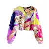 Huntrx Patrón Impreso en 3D Nuevo Estilo Transfronterizo Niñas Sudadera Corta Casual de Cuello Redondo