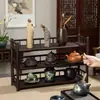 Prateleira de exibição para mesa, pequeno suporte para xícaras de chá, prateleira de armazenamento espessa para conjunto de chá, suporte de exibição para bules Yixing, suporte de exibição decorativo estilo chinês