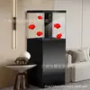 Tanque de Peces Pequeño para Sala de Estar 2026 Nuevo Modelo Tanque de Peces con Filtro Inferior Vidrio Ultra Transparente No Requiere Cambio de Agua Tanque Vertical para Peces Dorados Junto al Mueble de TV