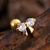 Unha de Osso de Orelha Zircônia de Aço Inoxidável Casual e Personalizada, Joia de Piercing de Unha de Orelha Micro-Embutida Exquisita e Compacta 0.8*6*4mm