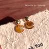 Pendientes Redondos Manchados Estilo Hong Kong Elegantes para Mujer 2025 Explosiones Pendientes Otoño e Invierno Joyería para Orejas Avanzada de Lujo Ligero