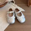 Zapatos de Cuero con Lazo de Perlas para Niñas, Nuevos Zapatos Suaves para Bebé de Primavera y Otoño, Zapatos Lolita de Princesa para Niños, Zapatos de Performance