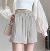 Shorts de Seda de Gelo Drapeados para Meninas no Verão Cintura Elástica Fina Soltos Tamanho Grande Reto Fresco Reto Perna Larga Calças de Cinco Quartos