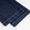 Venda direta da fábrica de jeans novos azul escuro, cor original, de perna larga para mulheres, com elasticidade em quatro direções, cintura alta, modelagem solta, efeito emagrecedor e design de perna reta com detalhes bordados.