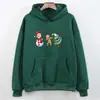 Comercio exterior europeo y americano trío navideño sudadera con capucha forrada de forro polar para hombre y mujer tops de pareja holgados